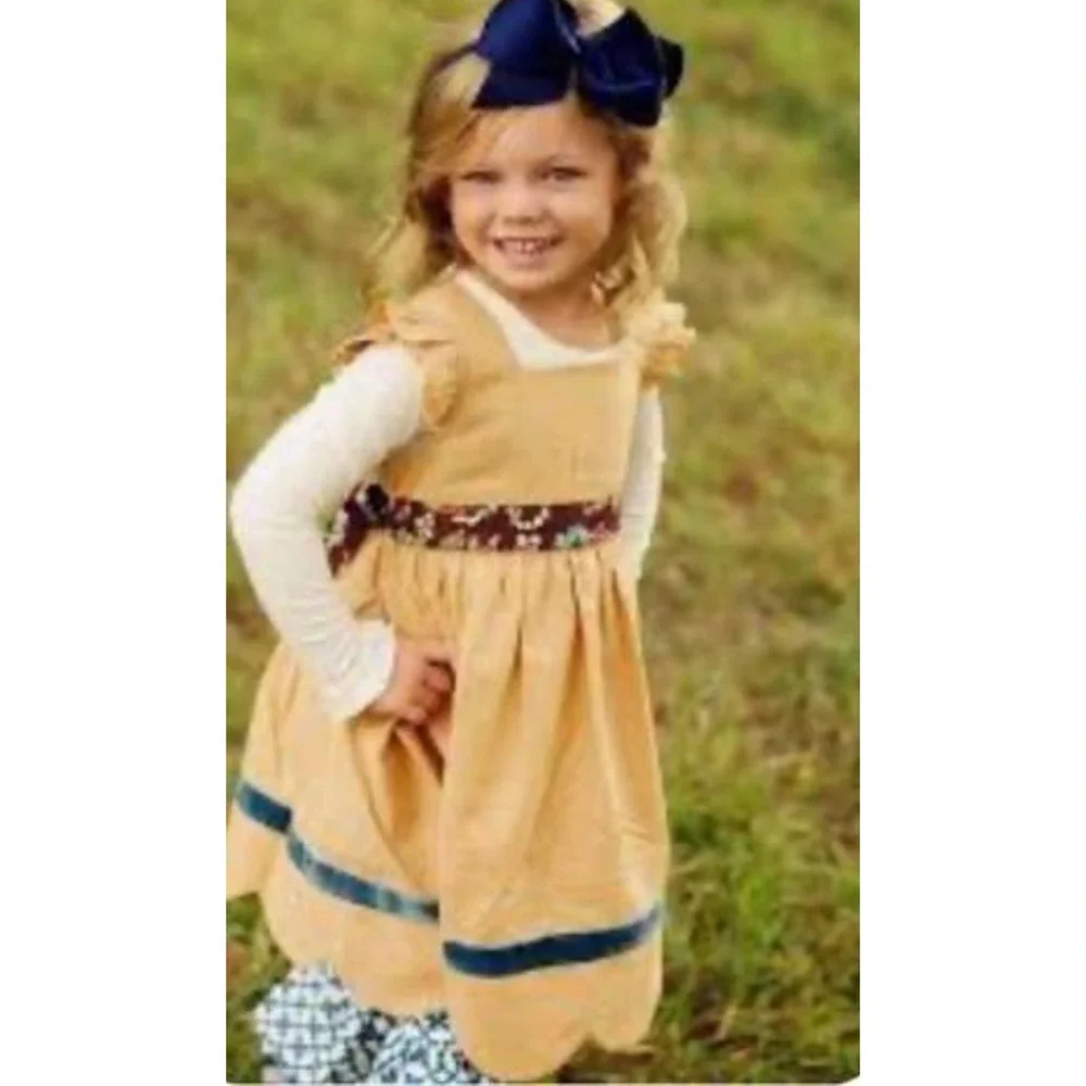 Matilda Jane‎ size 8 Secret Fields Love Me Mustard Yellow Scallop dress Size 8